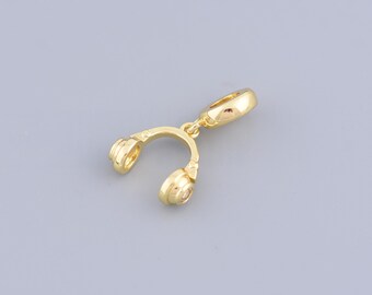 Minimalism Jewelry,Delicacy Earphone Pendant ,18K Gold Filled Earphone Pendant,Suitable,for DIY Jewelry Making,14x14mm