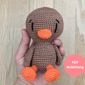 Crochet pattern amigurumi duck Theo (German), PDF pattern for crocheted duck - crochet a cute duck yourself in a relaxed manner
