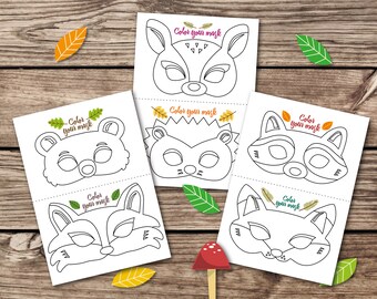 Coloring Masks Animal Kid Party Mask Woodland Pages Fox Preschool Printable