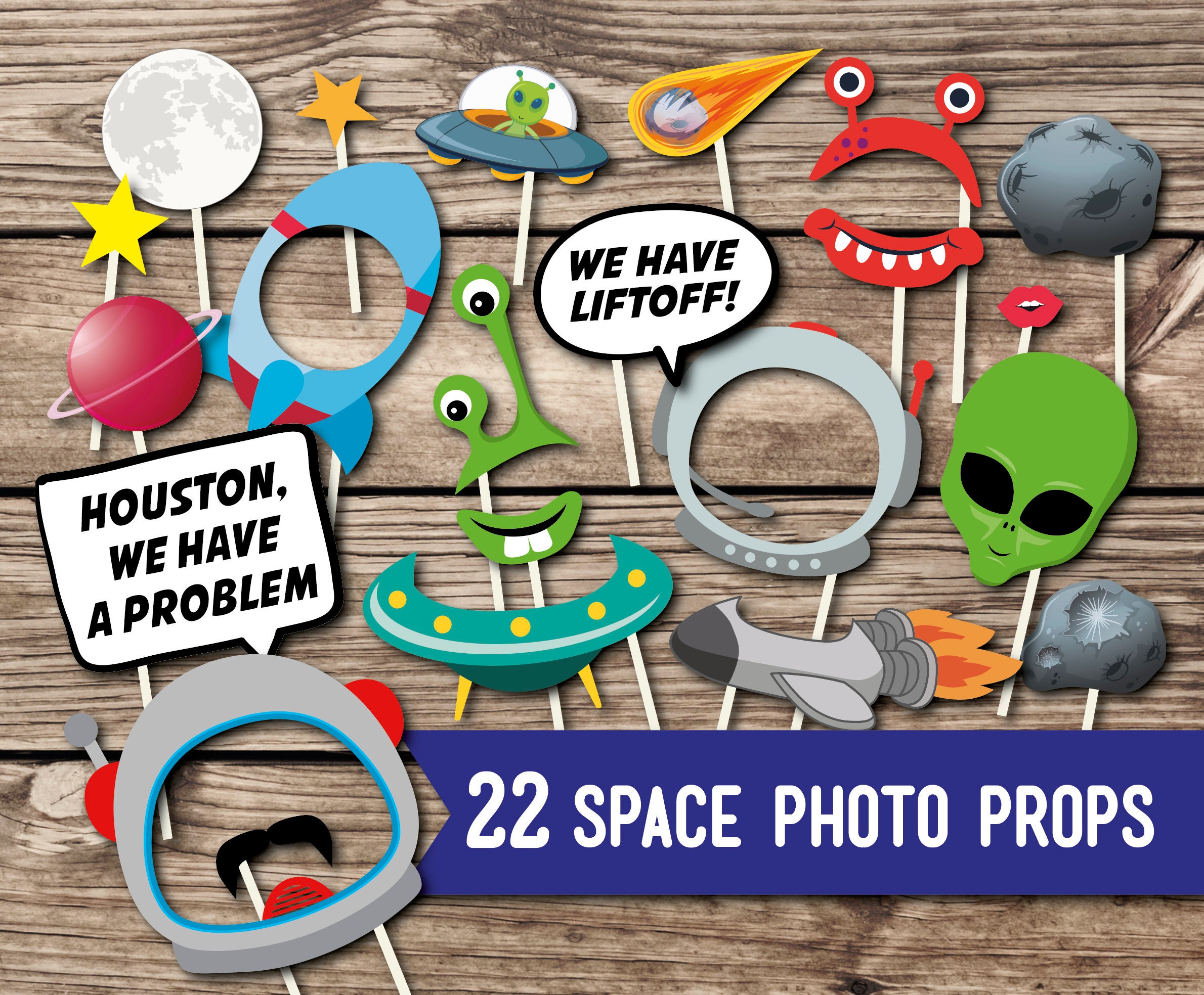 Space Party Space Photo Booth Props Astronaut Birthday | Etsy