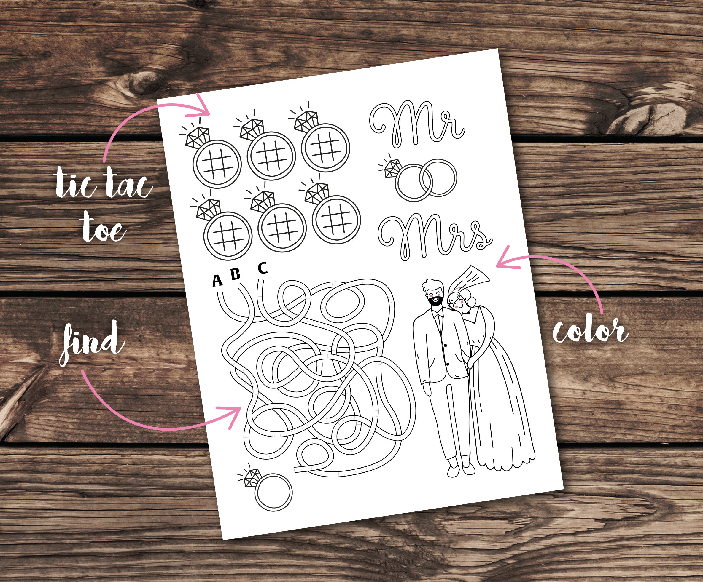 Wedding Activity page Wedding coloring page printable | Etsy
