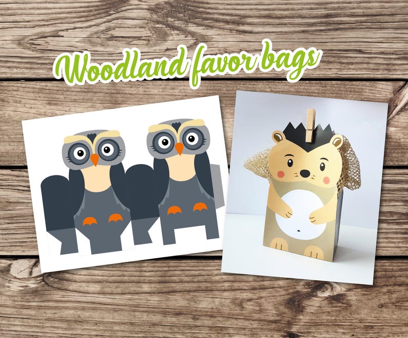 sweets bag Woodland Birthday Woodland Favor Bag woodland candy bag Woodland Favor treat bag Woodland gift bag printable favor bag