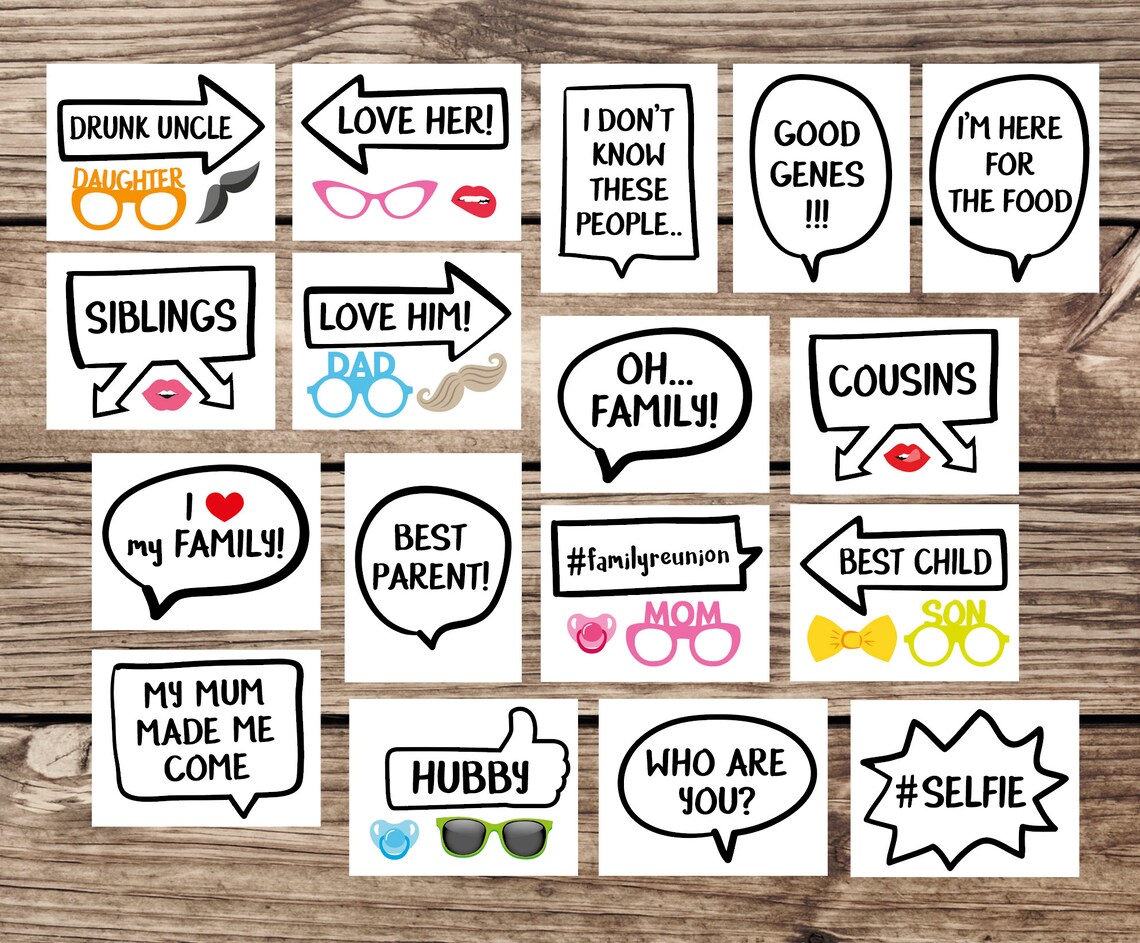 Family Reunion Photo Booth Props Family Gathering Props Fun - Etsy