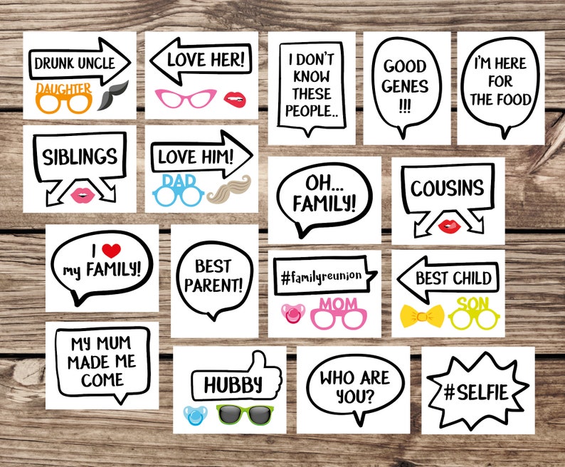 Family Reunion Photo Booth Props Family Gathering Props Fun Etsy