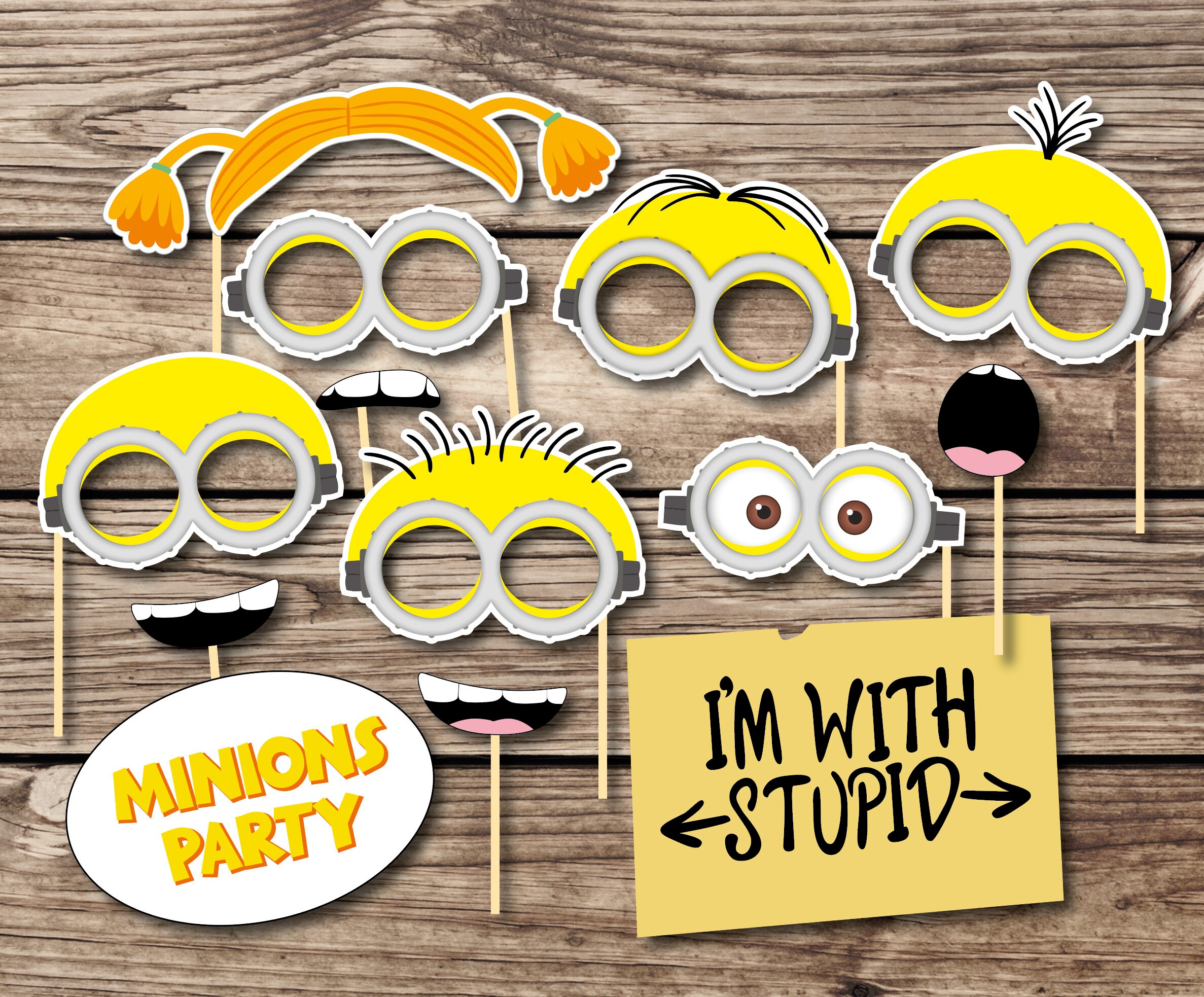 Printable Minions Photo Booth Props Minions Birthday Party Etsy | My ...
