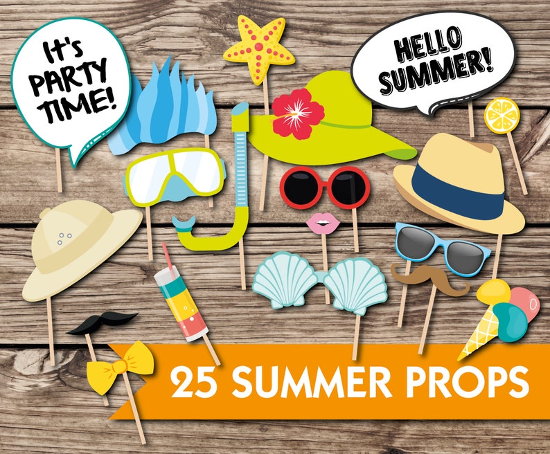 Summer Party Photo Booth Props Printable Summer Fun Party Etsy