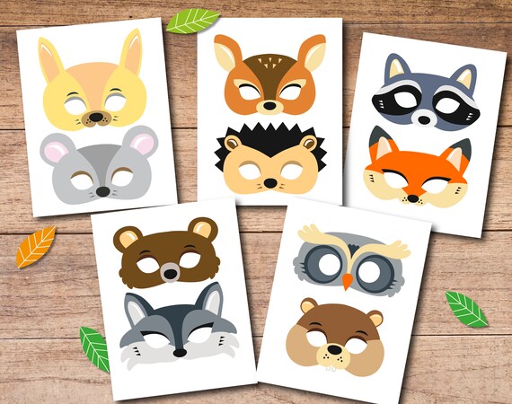 Woodland Masks Printable Woodland Masks KID Size Masks | Etsy