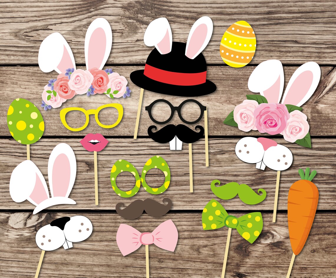 Easter Photo Booth Props Printable Easter Party Printables - Etsy