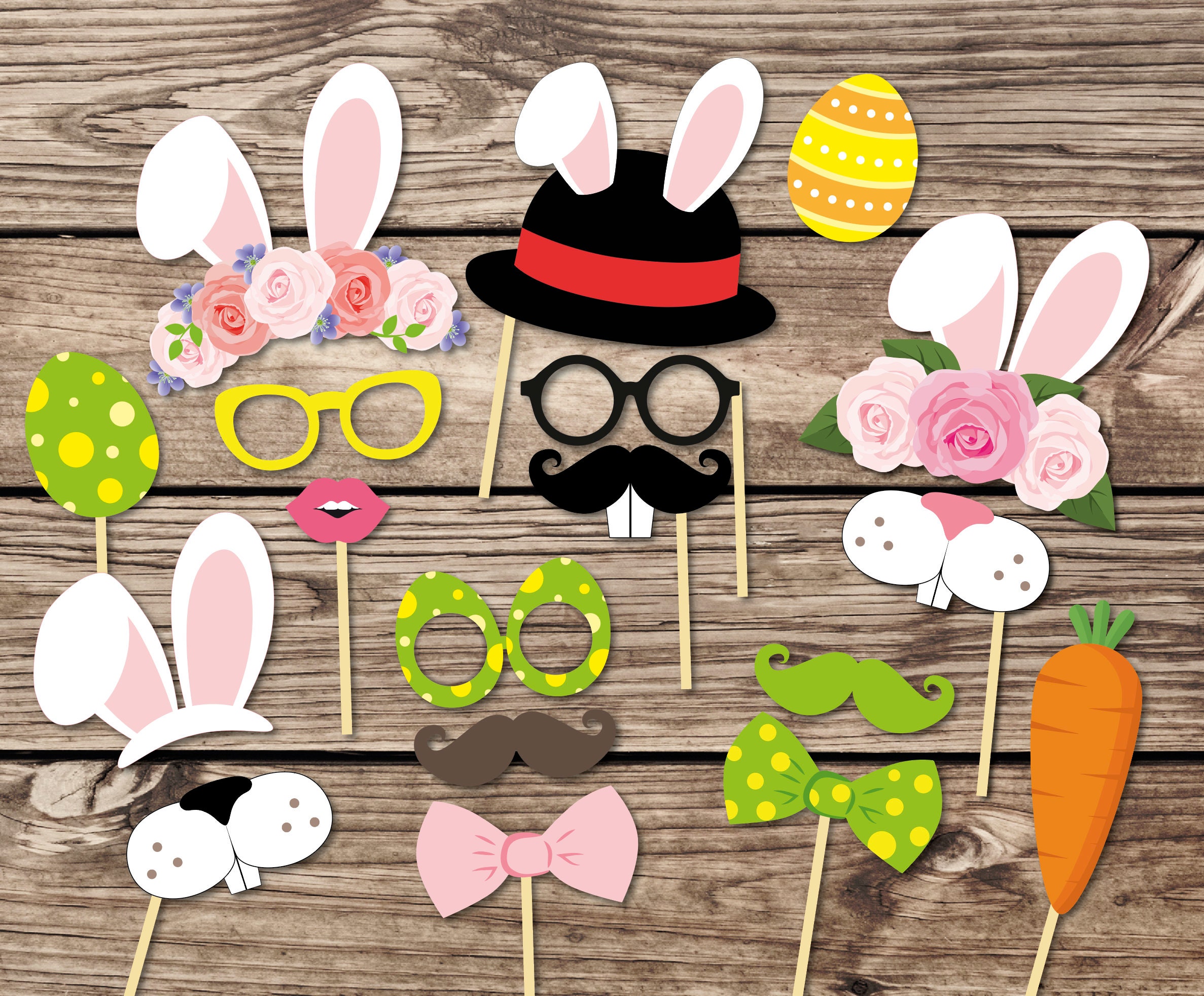 Easter Photo Booth Props Printable Easter Party Printables Etsy