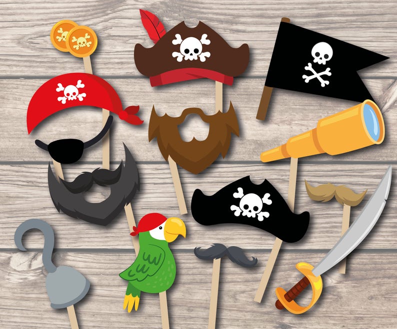 Pirate Photo Booth Props Pirate Birthday Props Nautical Etsy