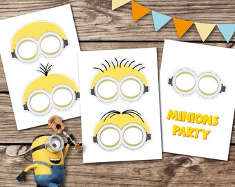 Minion party masks, minion masks, despicable me party, minion birthday, minions, kids masks, printable masks for minion party, digital mask