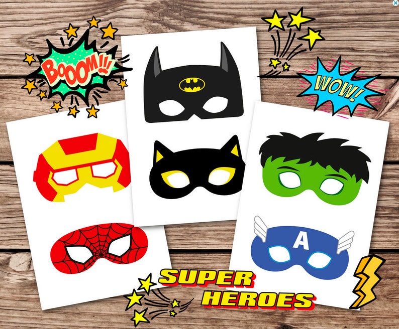 Superhero Masks Superhero Masks Hero Masks Printable Etsy