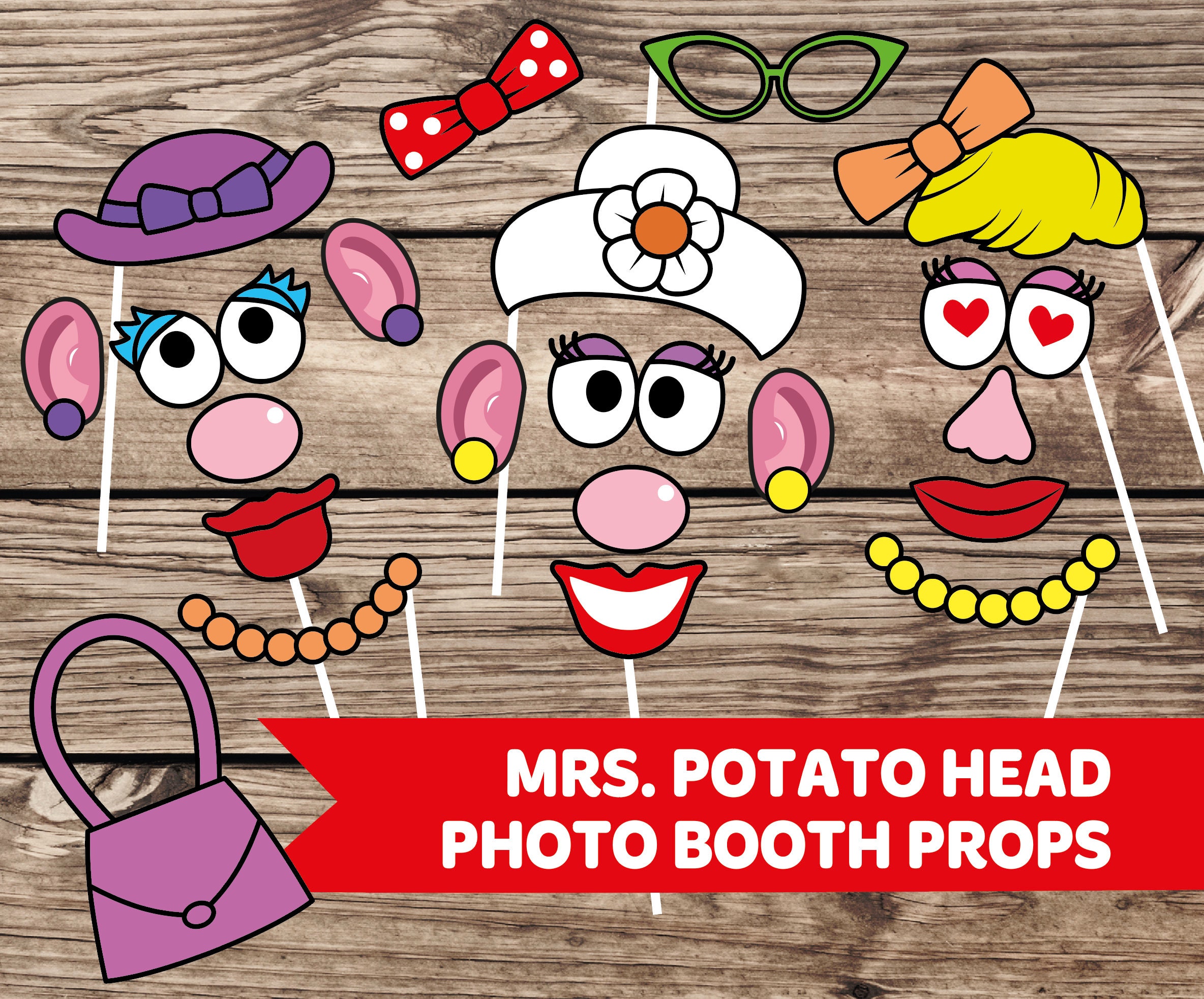 Mrs potato head photo props, mrs potato head, mrs potato head masks, photo  booth props, toy story, mrs potato head birthday, printables