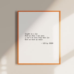 Inspirational Song Lyrics Wall Art Bts Moonchild Printable Etsy