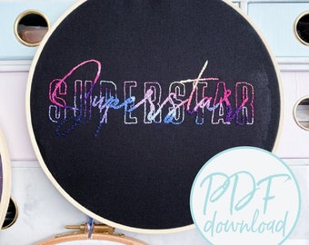 Superstar Beginners Embroidery - Embroidery Pattern  - Downloadable - Digital- PDF