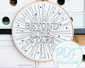 Beyond the Stars Beginners Embroidery - Embroidery Pattern  - Downloadable - Digital- PDF