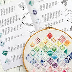 Rainbow Embroidery Sampler Kit - Embroidery Hoop - Embroidery Thread - Embroidery Guide