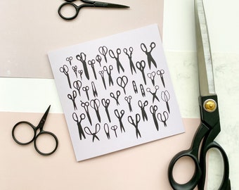 Scissors Silhouette Greetings Card - Sewing Birthday - Sewing Supplies - Card for Dressmakers - Card for a birthday - Card for Sewists