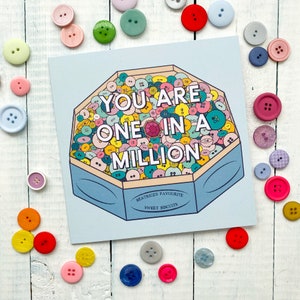 You Are One In A Million Card Sewing Card Greetings Card Birthday Card Sewing Buttons Sewing Card image 1