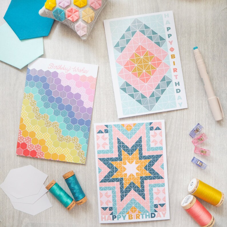 Happy Birthday HST Quilt Greetings Card Quilting Birthday Etsy UK