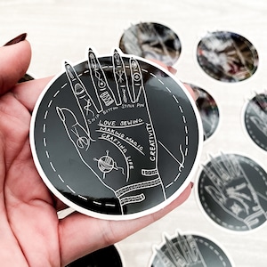 Crafty Palmistry Vinyl Sticker, sewing decals, sewing themed, sewing sticker, die-cut weatherproof