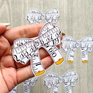 Tape Measure Bow Vinyl Sticker, sewing decals, sewing themed, sewing sticker, die-cut weatherproof