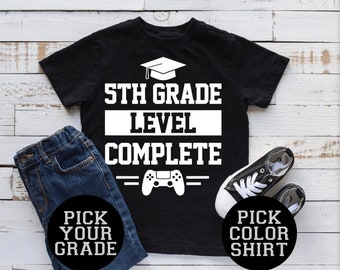 Level Complete Gamer Graduation T-Shirt 2021 Online Video Game Graduate Shirt Child 1st 2nd 3rd 4th 5th 6th 7th 8th Grade Tee End of School