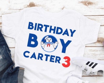 Ghostbusters Marshmallow Man Stay Puft Boys Name Custom T-Shirt Happy Birthday Shirt Youth Child Personalized 3rd 4th 5th 2 3 4 5 year Party