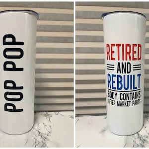 POP POP Grandpa Retirement Retired Funny Joke Gift Old Man 20oz Skinny Tumbler Cup Personalized Gift Present dad pa grandfather Father’s Day