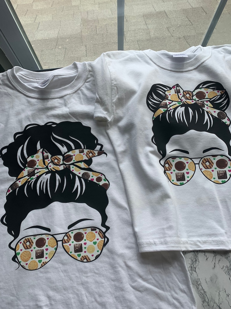 Girl Scouts Matching Cookie Life Messy Hair Bow T-Shirt Mom Personalized Troop Summer Shirt Daisy Brownie Custom Leader Gift Present Selling