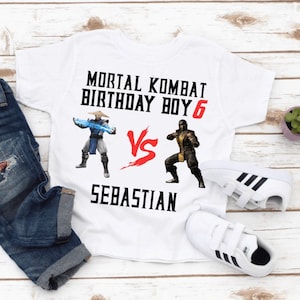 Mortal Kombat Boy Name T-Shirt Happy Birthday Shirt Youth Child Personalized 4th 5th 6th 7th 4 5 6 7 year old Party Cute Combat Game Battle