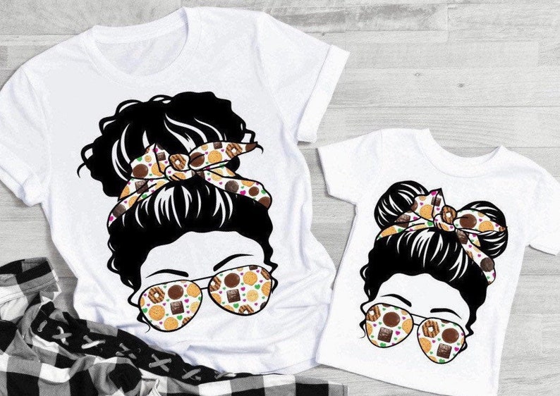 Girl Scouts Matching Cookie Life Messy Hair Bow T-Shirt Mom Personalized Troop Summer Shirt Daisy Brownie Custom Leader Gift Present Selling