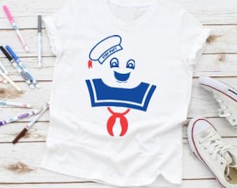 Marshmallow Man Stay Puft Face Sailor Back to School Shirt Slimer Ghostbusters Boys Girls Name T-Shirt kid Birthday Youth Child gift present