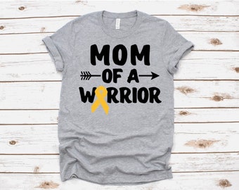 Mom of a Warrior Shirt Mama Cancer T-Shirt Tank Personalized Ribbon Color Her Dad Mom Custom Survivor Awareness Support Son Daughter Chemo