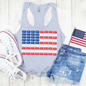 Camper American Flag 4th of July Red White Blue RV Camp Stars & Stripes America Patriotic Womens Shirt Fourth Party Tank Top Shirt Camping