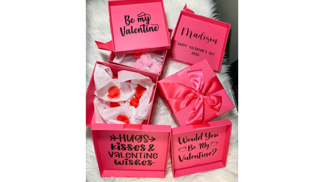 Custom Valentine's Day Pink Gift Box Personalized Keepsakes Storage ...