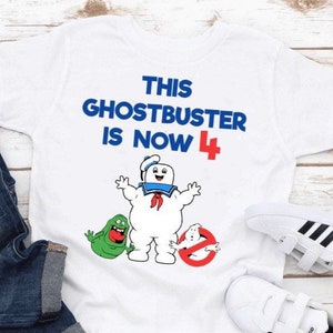 This Ghostbusters Stay Puft Slimer Boys Name Custom T-Shirt Happy Birthday Shirt Youth Child Personalized 4th 5th 4 5 year Marshmallow Man