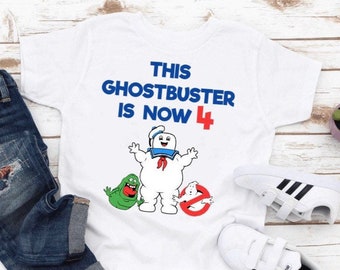 This Ghostbusters Stay Puft Slimer Boys Name Custom T-Shirt Happy Birthday Shirt Youth Child Personalized 4th 5th 4 5 year Marshmallow Man