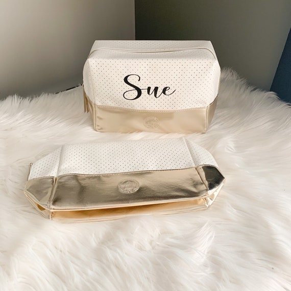 Large Toiletry Bag Tote Personalize Name Bridal Party Gift Idea Bridesmaid Favor Custom Purse Bride Makeup Holder Christmas Present for her