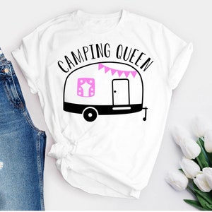 Camping Queen Women's T-Shirt Girls Fun of the RV Camper Tee Gift for Her Funny Meme Shirt Woman Ladies I Sleep Around Tank Top Lover Mom
