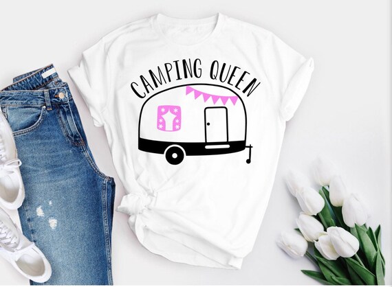 Womens Queen Of The Camper T-Shirt Funny Mom Camping Gift Womens Queen Of The Camper T-Shirt Funny Mom Camping Gift