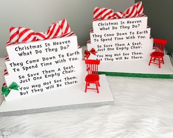 Christmas in Heaven What Do They Do? Table Top Block Set Holiday Display Sign Poem Memorial Custom Wood Decor Holiday Gift Idea blocks