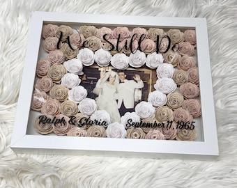 Anniversary We Still Do Shadow Box Personalized Date Custom Flower Engagement Wedding Gift Present Love shadowbox paper Flowers