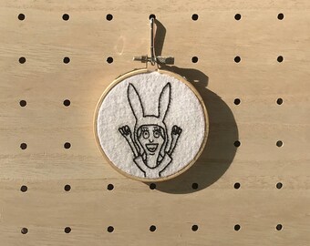 Louise Belcher 3” Embroidery Hoop Art / Bob’s Burgers / Fan Art / Wall Hanging / Black And White / Portrait