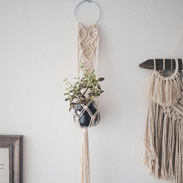 DAHLIA// Macramé Plant Hanger/ Wall Hanging/ Metal Hanging Planter/ Modern/ Boho Home Décor