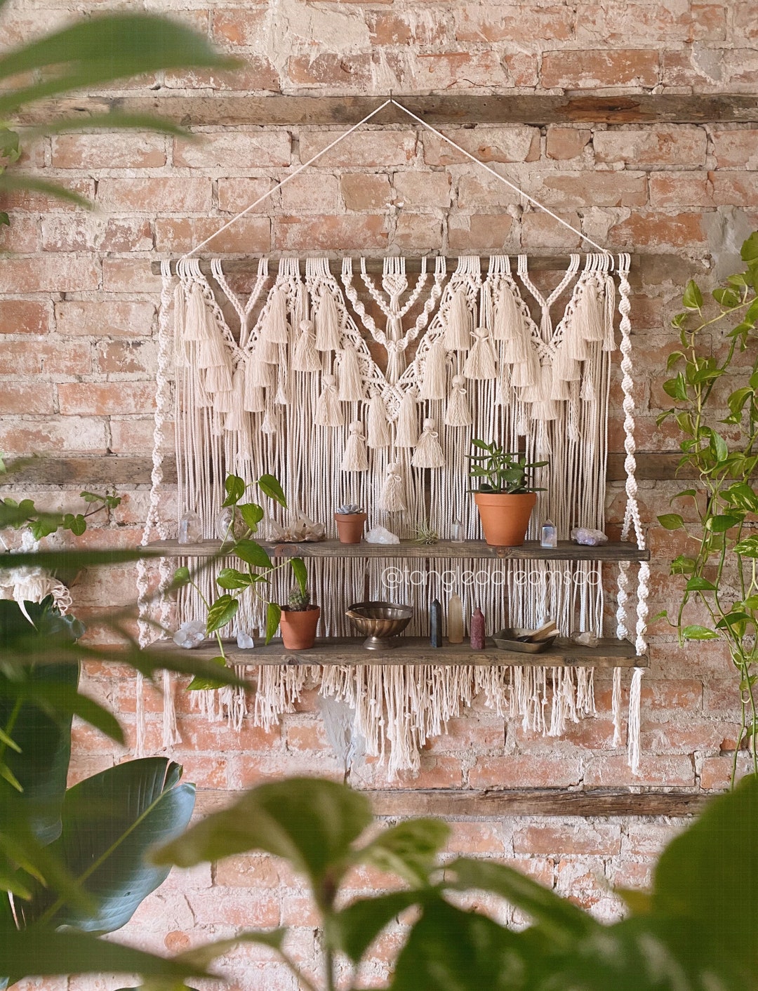 Large Double Macrame Shelf 3ft Wall Hanging Statement Piece Large