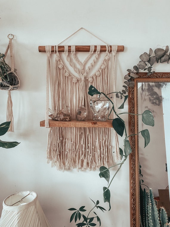 DIY KIT Video Tutorial macrame Shelf Easy Beginner Macrame Pattern Boho  Home Decor Hanging Shelf Christmas Gift 