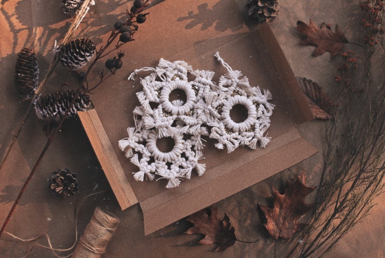DIY KIT// Glitter Macrame Snowflake Ornament/ Video Pattern Tutorial/ Boho Christmas Ornaments/ DIY Ornaments / Gift Ideas image 4