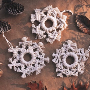 DIY KIT// Glitter Macrame Snowflake Ornament/ Video Pattern Tutorial/ Boho Christmas Ornaments/ DIY Ornaments / Gift Ideas image 2