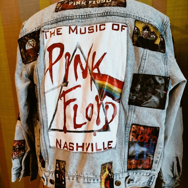 Veste en jean customisée Pink Floyd